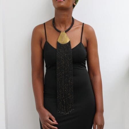 black dress with zulu beads Sleeveless Body beads
